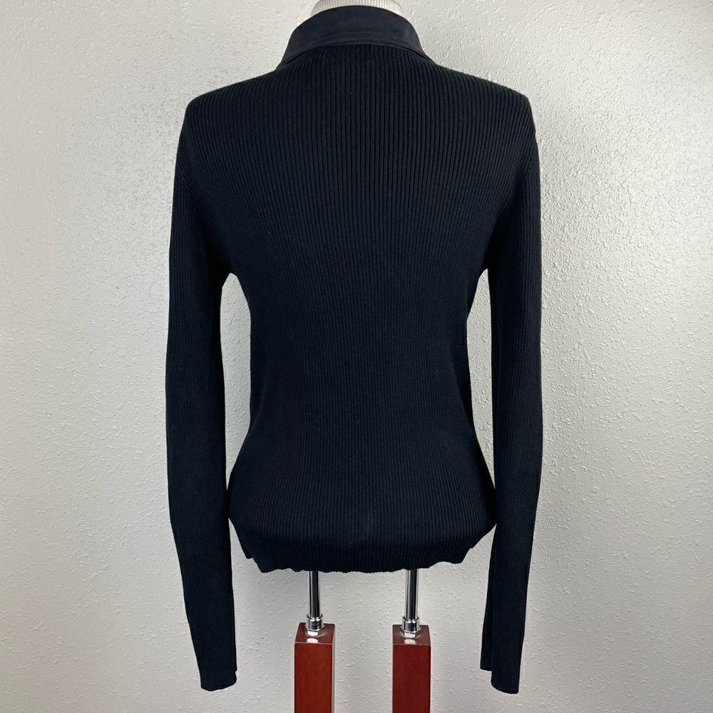 Lauren Ralph Lauren Lace Up V-Neck Collared Sweater Top Size M EUC - Picture 6 of 7